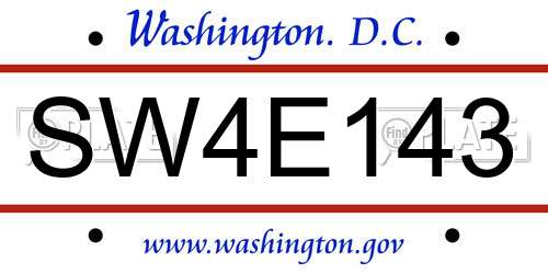 SW4E143 District Of Columbia License Plate