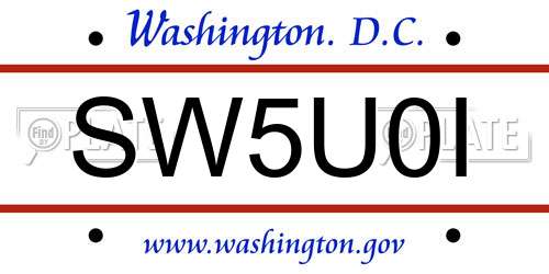 SW5U0I District Of Columbia License Plate