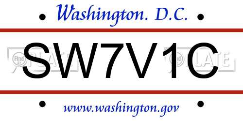 SW7V1C District Of Columbia License Plate