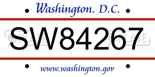 SW84267 District Of Columbia License Plate
