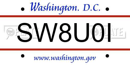 SW8U0I District Of Columbia License Plate