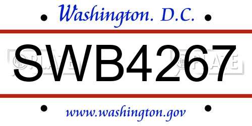 SWB4267 District Of Columbia License Plate