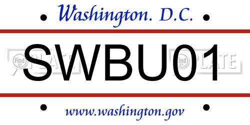 SWBU01 District Of Columbia License Plate