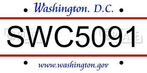SWC5091 District Of Columbia License Plate