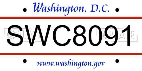 SWC8091 District Of Columbia License Plate