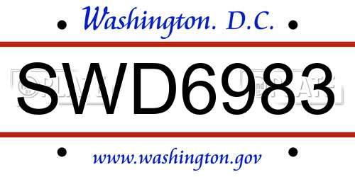 SWD6983 District Of Columbia License Plate