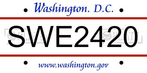 SWE2420 District Of Columbia License Plate