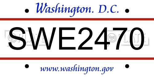 SWE2470 District Of Columbia License Plate