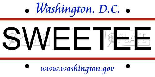 SWEETEE District Of Columbia License Plate