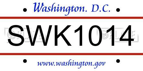 SWK1014 District Of Columbia License Plate