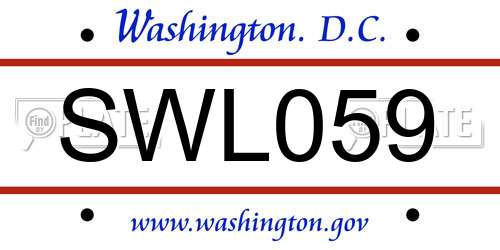 SWL059 District Of Columbia License Plate