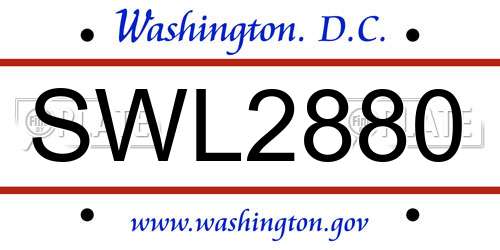 SWL2880 District Of Columbia License Plate