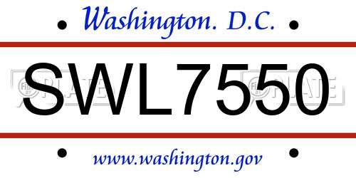SWL7550 District Of Columbia License Plate
