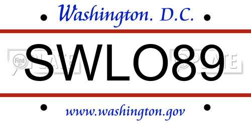 SWLO89 District Of Columbia License Plate