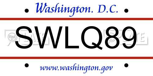 SWLQ89 District Of Columbia License Plate