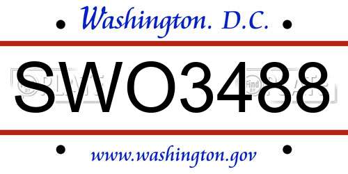 SWO3488 District Of Columbia License Plate