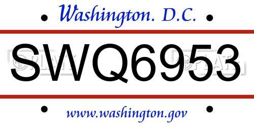 SWQ6953 District Of Columbia License Plate