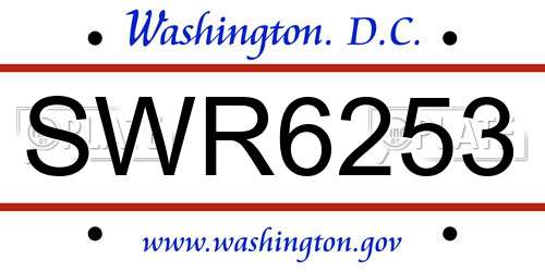 SWR6253 District Of Columbia License Plate