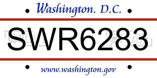SWR6283 District Of Columbia License Plate