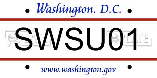 SWSU01 District Of Columbia License Plate