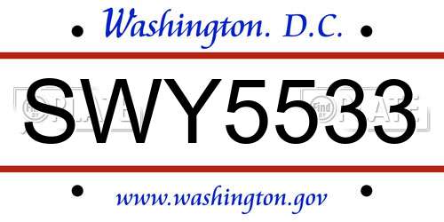 SWY5533 District Of Columbia License Plate