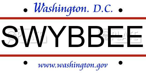 SWYBBEE District Of Columbia License Plate