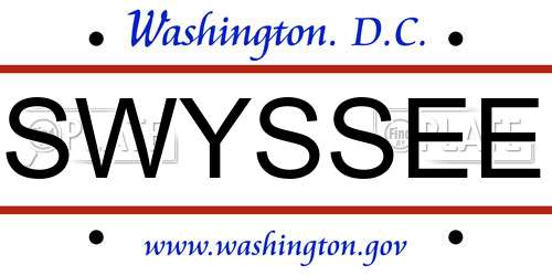 SWYSSEE District Of Columbia License Plate