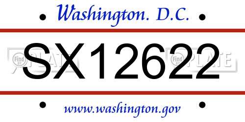 SX12622 District Of Columbia License Plate