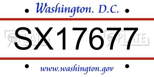 SX17677 District Of Columbia License Plate