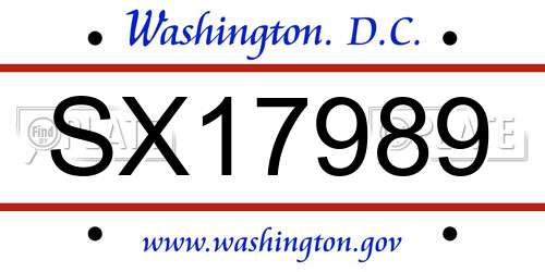 SX17989 District Of Columbia License Plate