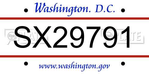SX29791 District Of Columbia License Plate