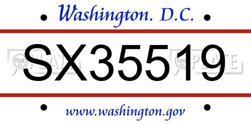 SX35519 District Of Columbia License Plate