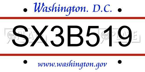 SX3B519 District Of Columbia License Plate