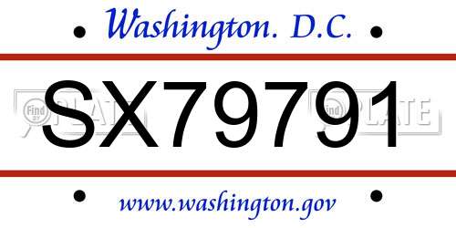 SX79791 District Of Columbia License Plate