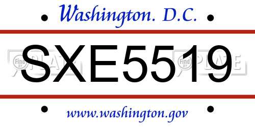 SXE5519 District Of Columbia License Plate