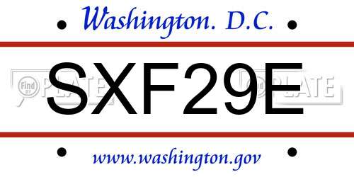 SXF29E District Of Columbia License Plate
