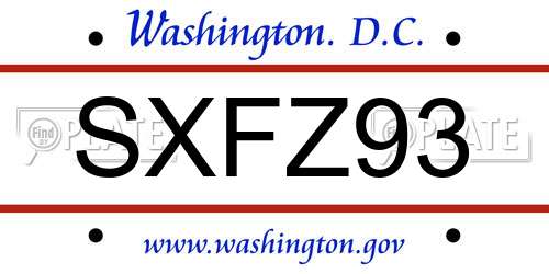 SXFZ93 District Of Columbia License Plate