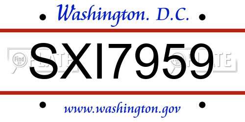SXI7959 District Of Columbia License Plate