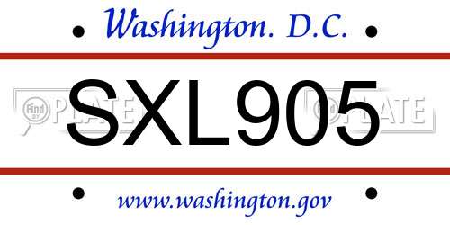 SXL905 District Of Columbia License Plate