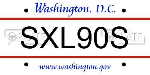 SXL90S District Of Columbia License Plate