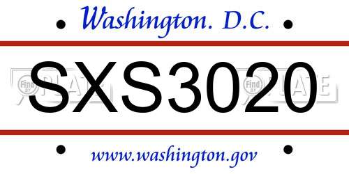 SXS3020 District Of Columbia License Plate