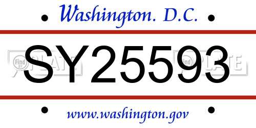 SY25593 District Of Columbia License Plate
