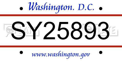 SY25893 District Of Columbia License Plate