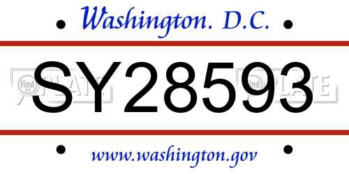 SY28593 District Of Columbia License Plate