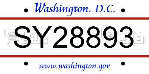 SY28893 District Of Columbia License Plate