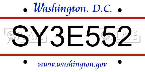 SY3E552 District Of Columbia License Plate