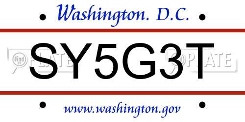 SY5G3T District Of Columbia License Plate