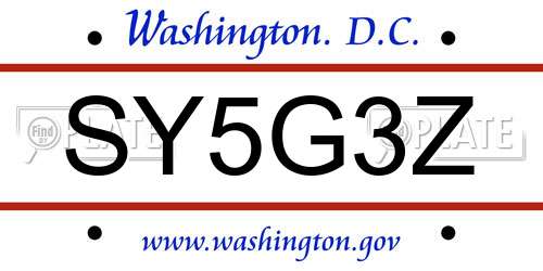 SY5G3Z District Of Columbia License Plate