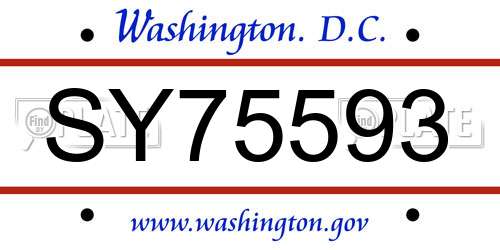 SY75593 District Of Columbia License Plate