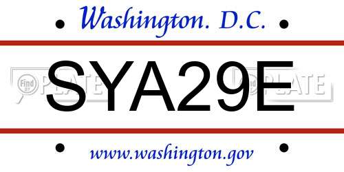 SYA29E District Of Columbia License Plate